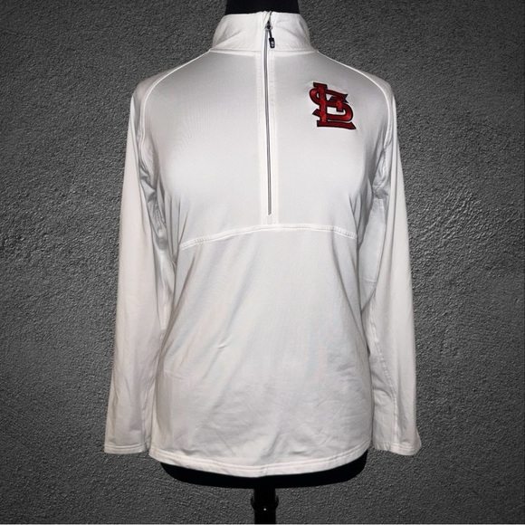 CUTTER & BUCK STL Cardinals Women's Adapt Eco Knit Half-Zip Top - White XXXL - Picture 4 of 14
